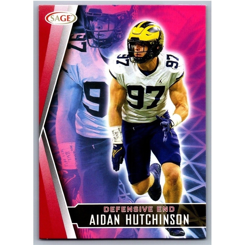 Aidan Hutchinson 2022 SAGE HIT Red Parallel #189 Detroit Lions‎ Wolverines